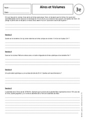 Aires - Volumes – 3ème - Exercices corrigés  - PDF à imprimer
