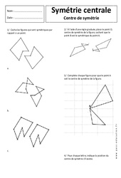 Centre de symétrie - Symétrie centrale – 5ème – Exercices corrigés – Géométrie