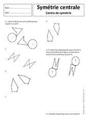 Centre de symétrie - Symétrie centrale – Exercices corrigés – 5ème - Géométrie - PDF à imprimer