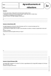 Agrandissements – Réductions – Aires - Volumes – Exercices corrigés - 3ème  - PDF à imprimer
