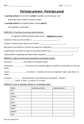 Participe présent - Participe passé - Cm2 – Leçon - Exercices corrigés – Conjugaison – Cycle 3 - PDF gratuit à imprimer
