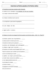 Forme passive - Forme active – Cm1 – Exercices avec correction - PDF à imprimer