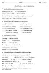 Pronom personnel – Cm1 – Cm2 – Exercices corrigés – Grammaire – Cycle 3 - PDF à imprimer