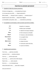 Pronom personnel – Ce2 – Exercices corrigés - PDF à imprimer