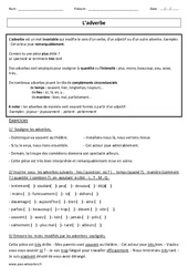 Adverbes : CM2 - Cycle 3 - Exercice évaluation révision leçon - Pass Education