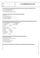Complément du nom - Exercices corrigés – 5ème - Grammaire – Collège - PDF à imprimer
