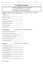 Complément du nom – Cm1 – Cm2 – Exercices corrigés – Grammaire – Cycle 3 - PDF à imprimer