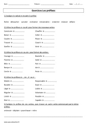 Préfixes – Cm1 – Cm2 – Exercices corrigés – Vocabulaire – Cycle 3