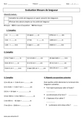 Longueur – Cm1 – Cm2 – Evaluation - PDF à imprimer