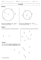 Cercle – Cm1- Cm2 – Exercices – Géométrie – Cycle 3