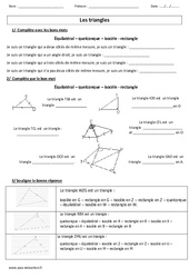 Nature des triangles – Cm1 – Cm2 – Exercices corrigés