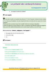 Le présent des verbes (révisions) - Cm2 - Soutien scolaire - Aide aux devoirs - PDF à imprimer