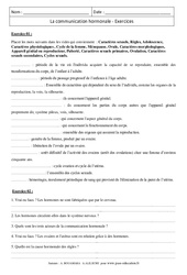 Communication hormonale – 4ème – Exercices corrigés - Remédiation – SVT - PDF à imprimer