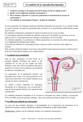 Maîtrise de la reproduction humaine – 4ème – Cours – SVT - PDF à imprimer