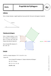 Propriété de Pythagore – 4ème – Cours – Triangles rectangles - Géométrie - PDF à imprimer