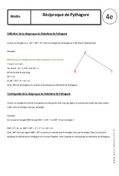 Réciproque de Pythagore – 4ème – Cours – Triangles rectangles – Géométrie - PDF à imprimer