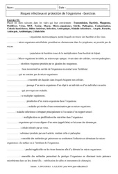 Risques infectieux et protection de l'organisme – 3ème – Exercices corrigés - Remédiation – SVT - PDF à imprimer