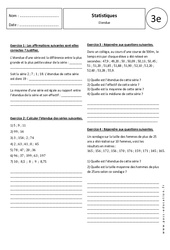Etendue - Statistiques - Exercices corrigés - 3ème - PDF à imprimer