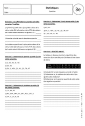 Quartiles - Statistiques - Exercices corrigés - 3ème - Brevet des collèges - PDF à imprimer