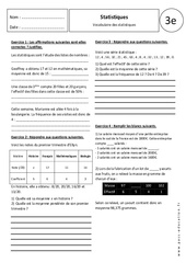 Vocabulaire des statistiques - Exercices corrigés - 3ème - PDF à imprimer