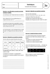 Vocabulaire des statistiques - 3ème - Exercices corrigés - Brevet des collèges - PDF à imprimer