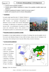 Croissance D mographique Et D veloppement Cours 5 me G ographie 
