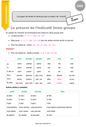 Conjuguer les verbes du 3ème groupe au présent de l’indicatif - CM1 - Leçon <small style='color:inherit;'>(téléchargement gratuit)</small>