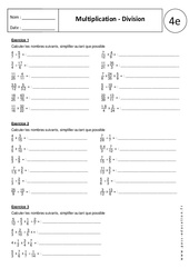 Multiplication - Division – Exercices corrigés – 4ème - Ecriture fractionnaire