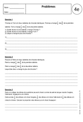Problèmes – Exercices corrigés – 4ème - Ecriture fractionnaire - PDF à imprimer