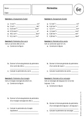Périmètres – 6ème - Exercices corrigés - PDF à imprimer