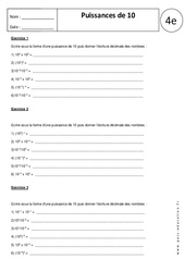 Puissances de 10 – 4ème - Exercices corrigés - PDF à imprimer