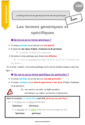 Comment distinguer les termes génériques et les termes spécifiques - CM2 - Leçon - PDF gratuit à imprimer