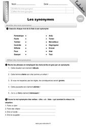Les synonymes - CM2 - Evaluation - Bilan - PDF à imprimer