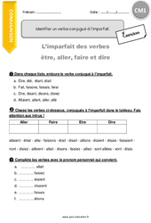 Identifier un verbe conjugué à l’imparfait - CM1 - Exercices avec correction - PDF à imprimer