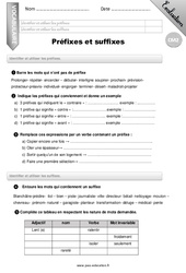Préfixes et suffixes - CM2 - Evaluation - Bilan - PDF à imprimer