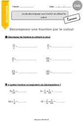 Comment décomposer une fraction en utilisant le calcul - CM2 - Exercices à imprimer